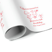 Quinceanera 15th birthday red beach party tree sun cadeaupapier (Rol Hoek)