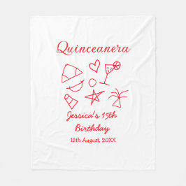 Quinceanera 15th birthday red beach party tree sun fleece deken
