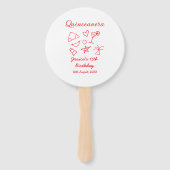 Quinceanera 15th birthday red beach party tree sun handwaaier (Achterkant)
