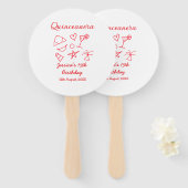 Quinceanera 15th birthday red beach party tree sun handwaaier (Voorkant en achterkant)