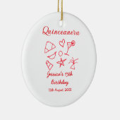 Quinceanera 15th birthday red beach party tree sun keramisch ornament (Rechts)