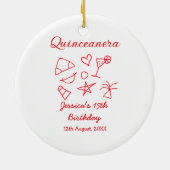 Quinceanera 15th birthday red beach party tree sun keramisch ornament (Achterkant)
