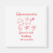 Quinceanera 15th birthday red beach party tree sun magneet (Voorkant)