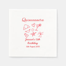 Quinceanera 15th birthday red beach party tree sun