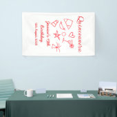 Quinceanera 15th birthday red beach party tree sun spandoek (Beurs)