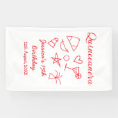 Quinceanera 15th birthday red beach party tree sun spandoek (Horizontaal)