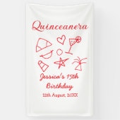 Quinceanera 15th birthday red beach party tree sun spandoek (Verticaal)