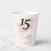 Quinceanera 15th Birthday Rustic Floral Custom Papieren Bekers (Voorkant)