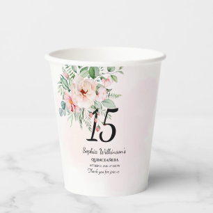 Quinceanera 15th Birthday Rustic Floral Custom Papieren Bekers