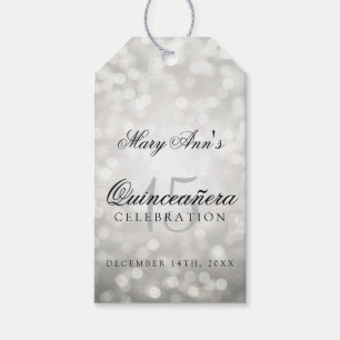 Quinceanera 15th Birthday Silver Bokeh Lights Cadeaulabel