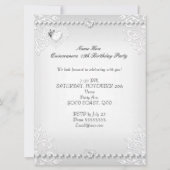 Quinceanera 15th Birthday Silver White Hearts 3 Kaart (Achterkant)