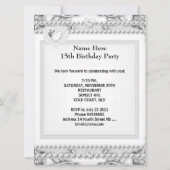 Quinceanera 15th Birthday Silver White Kaart (Achterkant)