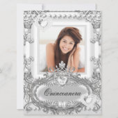 Quinceanera 15th Birthday Silver White Kaart (Voorkant)