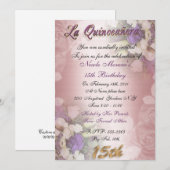 Quinceanera 15th birthday uitnodiging elegant (Voorkant / Achterkant)