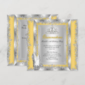 Quinceanera 15th Birthday Yellow Silver Shoes 2 Kaart (Voorkant / Achterkant)