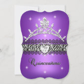 Quinceanera 15th Birthday Zebra Paars Black 2 Kaart (Voorkant)