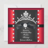 Quinceanera 15th Black Stropdas Black White Red Kaart (Achterkant)