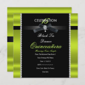 Quinceanera 15th Black Stropdas Lime Green Black P Kaart (Voorkant / Achterkant)