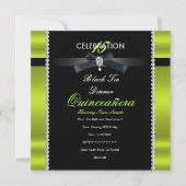 Quinceanera 15th Black Stropdas Lime Green Black P Kaart (Voorkant)