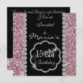 QUINCEANERA 15th BLING Birthday Invitations Kaart (Voorkant / Achterkant)