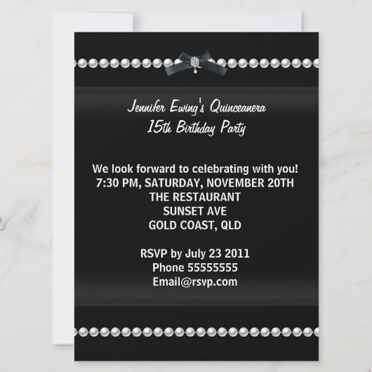 Quinceanera 15th Blue Blauwgroen Black Zebra Tiara Kaart (Achterkant)