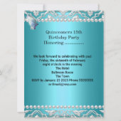 Quinceanera 15th Blue Damask Butterfly Add Photo Kaart (Achterkant)