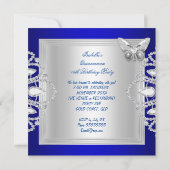 Quinceanera 15th Blue Silver Butterfly Tiara Kaart (Achterkant)