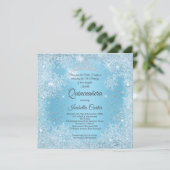 Quinceanera 15th Blue Snowflake Winter Birthday Kaart (Staand voorkant)