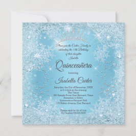 Quinceanera 15th Blue Snowflake Winter Birthday Kaart