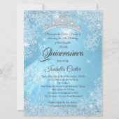 Quinceanera 15th Cinderella Blue Snowflake Winter Kaart (Voorkant)