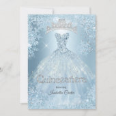 Quinceanera 15th Cinderella Ice Blue Snowflake Kaart (Voorkant)