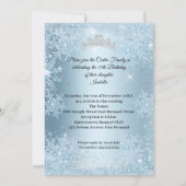 Quinceanera 15th Cinderella Ice Blue Snowflake Kaart (Achterkant)