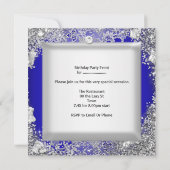 Quinceanera 15th Cobalt Blue Silver Mask Tiara Kaart (Achterkant)