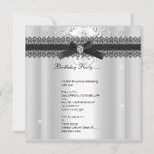 Quinceanera 15th Glitter Tiara Black White Bow Kaart (Achterkant)