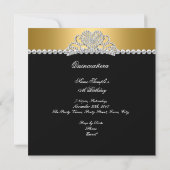 Quinceanera 15th Gold Silver Photo Black Lace Kaart (Achterkant)