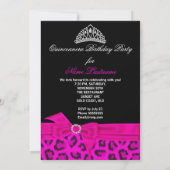 Quinceanera 15th Hot Pink Black Leopard Foto Kaart (Achterkant)