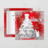 Quinceanera 15th Hot Red Silver Birthday Kaart (Voorkant / Achterkant)