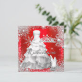 Quinceanera 15th Hot Red Silver Birthday Kaart (Staand voorkant)