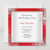 Quinceanera 15th Hot Red Silver Birthday Kaart (Achterkant)