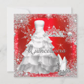 Quinceanera 15th Hot Red Silver Birthday Kaart (Voorkant)