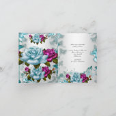 Quinceanera 15th Invite Blauwgroen Blue White Roze (Binnen)