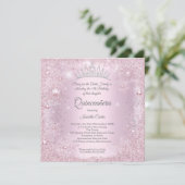 Quinceanera 15th Party Blush Pink Snowflake Winter Kaart (Staand voorkant)