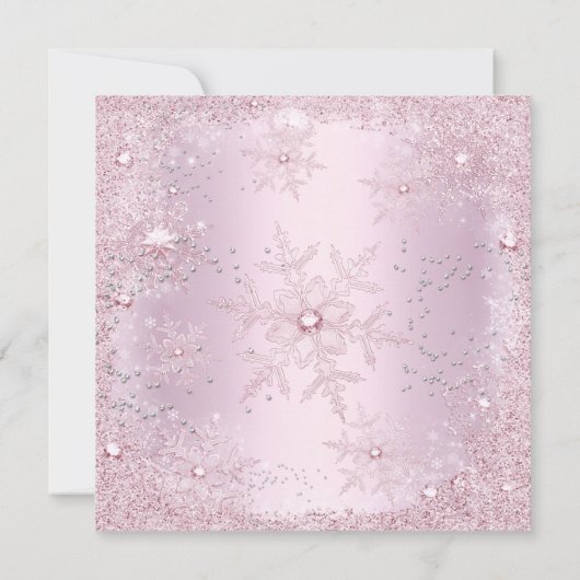 Quinceanera 15th Party Blush Pink Snowflake Winter Kaart (Achterkant)