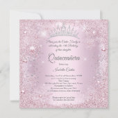 Quinceanera 15th Party Blush Pink Snowflake Winter Kaart (Voorkant)