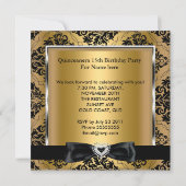 Quinceanera 15th Party Gold Damask Silver Black Kaart (Achterkant)