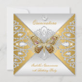 Quinceanera 15th Party Gold Silver Butterfly Tiara Kaart (Voorkant)