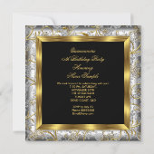 Quinceañera 15th Party Gold Silver Damask Glam Kaart (Achterkant)