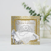 Quinceanera 15th Party Gold Silver Glitter look Kaart (Staand voorkant)