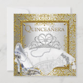 Quinceanera 15th Party Gold Silver Glitter look Kaart (Voorkant)
