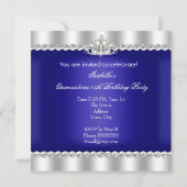 QUINCEANERA 15th Party Royal Blue Tiara Silver Kaart (Achterkant)
